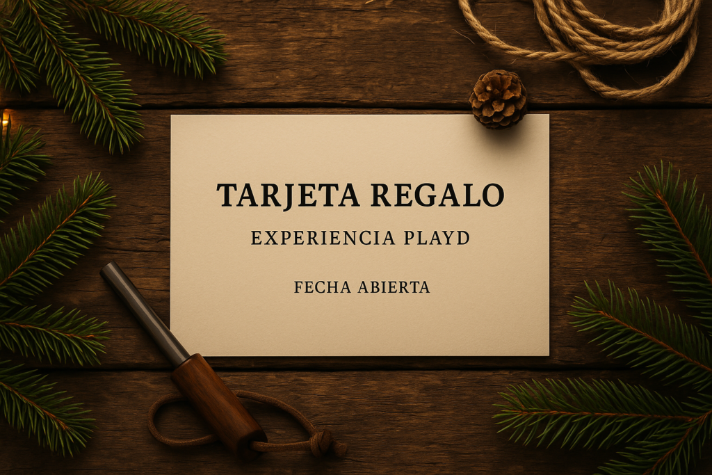 Tarjeta regalo PlayD para regalar experiencia de supervivencia y bushcraft en Navidad (fecha abierta)
