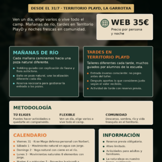 Cartel PlayD Camp 2026 con acampada, río y actividades en Territorio PlayD La Garrotxa